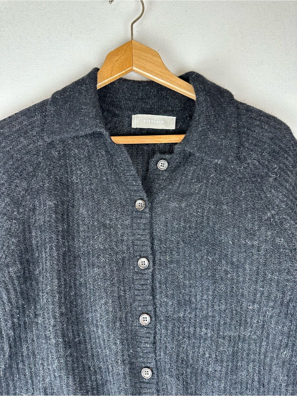 Everlane Collared Button Down Alpaca Blend Sweater Cardigan Office Minimalist - Picture 2 of 8